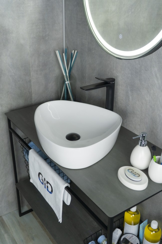 Раковина Gid N9386 51139 накладная белая 50x40x12