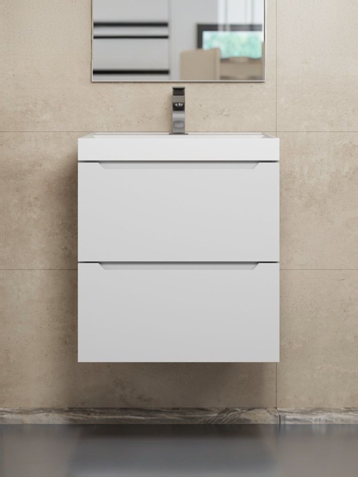 Раковина для ванной 50 см, Uperwood Classic New, белая глянцевая, с накладкой для слива