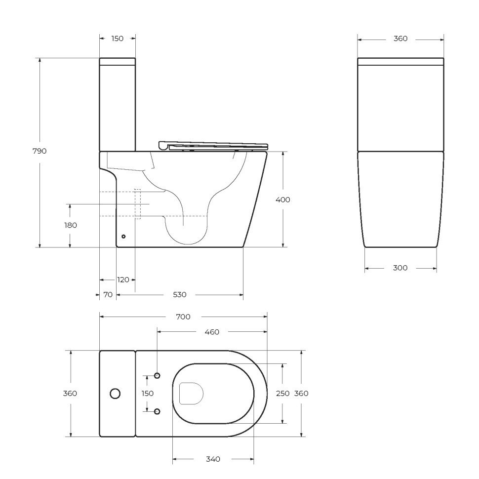 Унитаз-моноблок с сиденьем и смывом TORNADO BelBagno TRE-TOR BB673CP-MN-TOR/SC