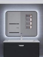 Зеркало для ванной с холодной подсветкой Uperwood Modul 80х80 см, прямоугольное, черное, сенсор/антизапотевание