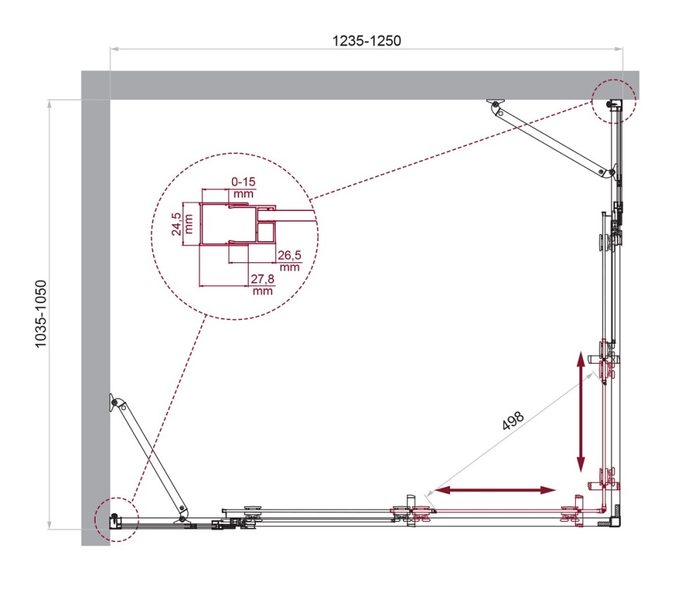 Душевой уголок BelBagno LUCE-AH-22-125/105-C-Cr