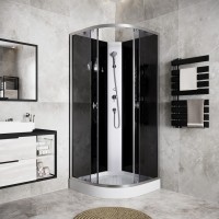 Душевая кабина Niagara Eco E90/13/TN/BK (90х90х200) низкий поддон(13см),стекло тонированное,3 места