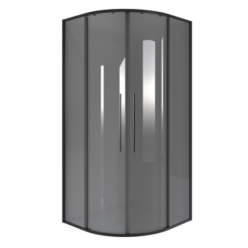 Душевое ограждение Niagara Nova NG-2826-34BLACK (90х90х195) четверть круга,черный матовый,двери раздвижные,стекло тонированное,1 место