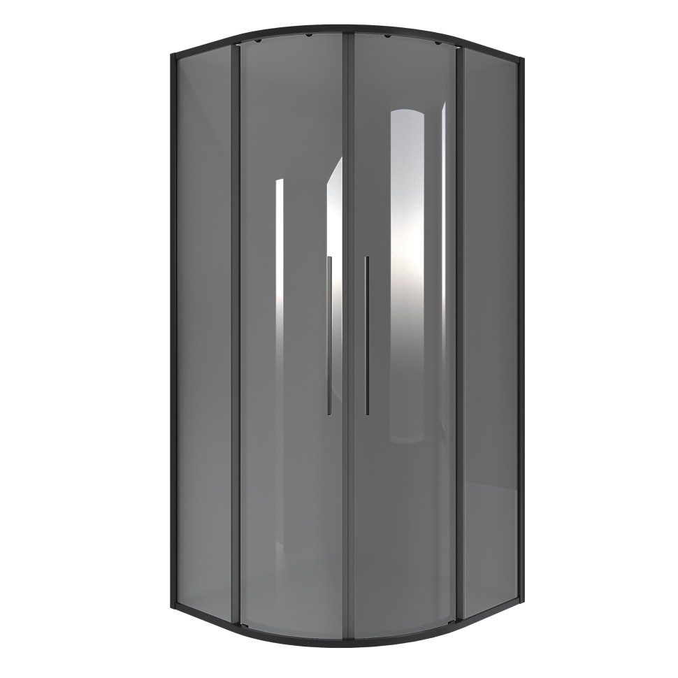 Душевое ограждение Niagara Nova NG-2826-34BLACK (90х90х195) четверть круга,черный матовый,двери раздвижные,стекло тонированное,1 место