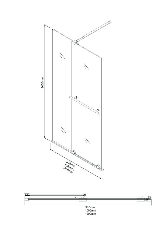 Душевая перегородка Niagara Nova NG-671-12BLACK (120х200) черный матовый,раздвижная,стекло прозрачное,1 место