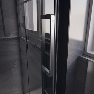 Душевой угол Veconi Premium Trento PTC-SP-40GR, 1500х800x2000, брашированный графит, стекло прозрачное