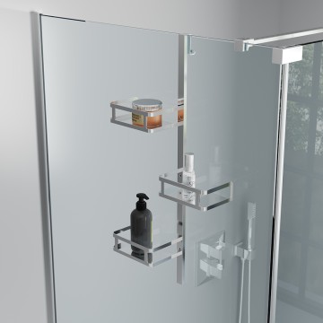 Полка для душевого ограждения Moderno, 650x120x324, полированная сталь