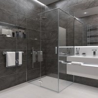 Боковая панель Veconi KP-07, 800х1950 хром, стекло прозрачное