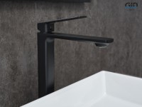 Смеситель высокий для раковины Gid Niagara L057-BM-D L057BMD черный матовый