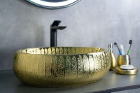 Раковина Gid 9030g 52234 накладная золотая 48x34x15