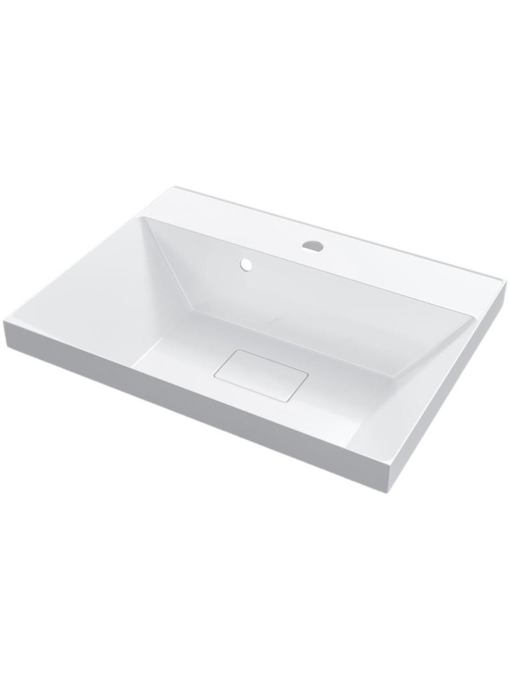 Раковина для ванной 60 см, Uperwood Classic New, белая глянцевая, с накладкой для слива