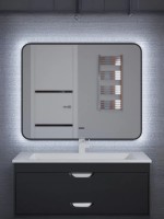 Зеркало для ванной с холодной подсветкой Uperwood Modul 100х80 см, прямоугольное, черное, сенсор/антизапотевание
