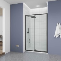 Душевая дверь Veconi Ottimo P20 B, 1200x1900, черный матовый, стекло прозрачное