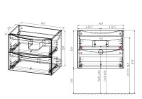 База под керамическую раковину Mia Slim 900 подвесная, 2 выкатных ящика soft close, Beton