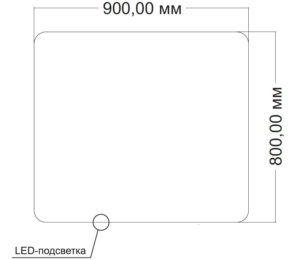 Зеркало LED VLM-3BE900-2 900х800 c сенсорным выключателем и диммером, антизапотевание