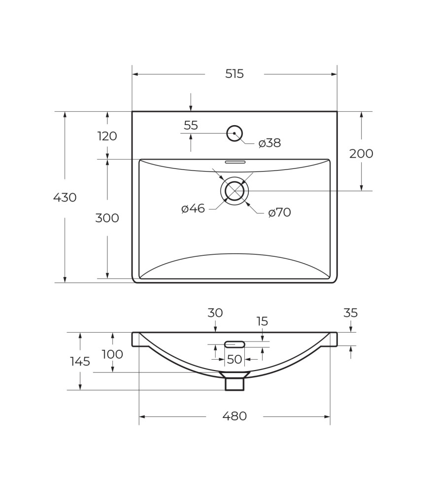 Керамическая раковина BelBagno BB-8076-3-50