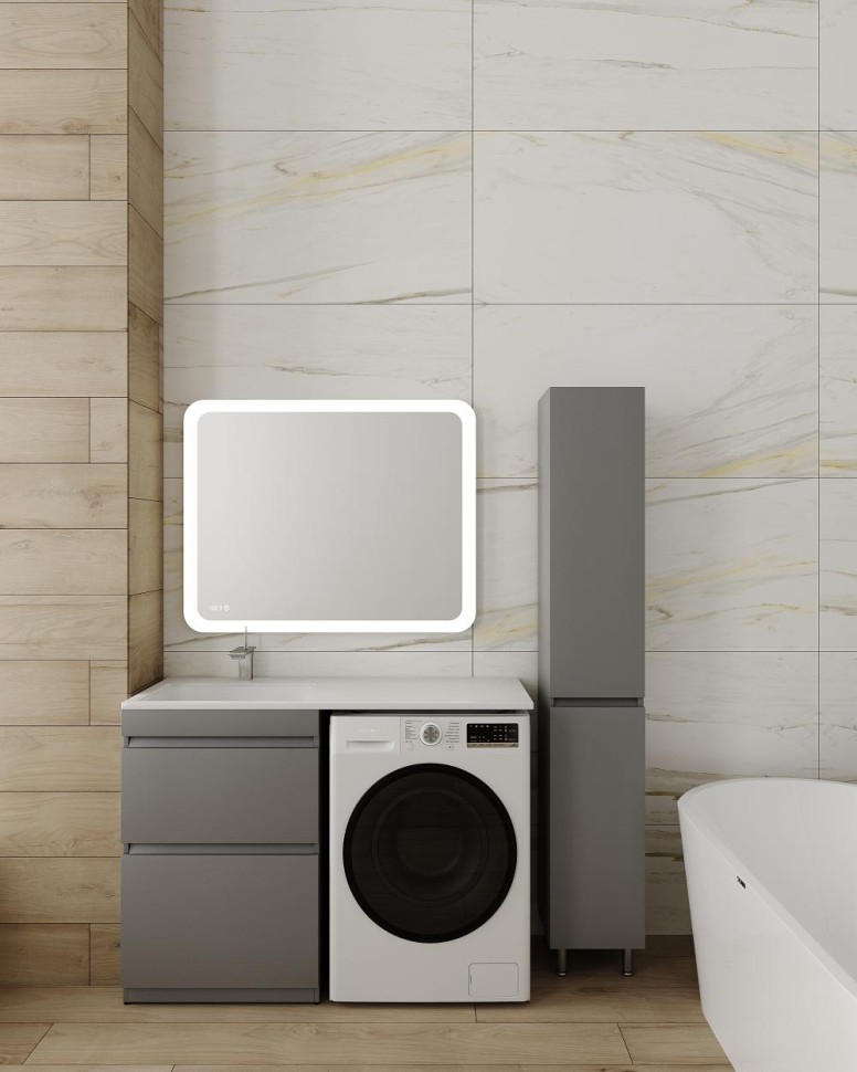 Тумба напольная STYLELINE "Даллас 120" Люкс Плюс серая с раковиной ESTETUS Даллас 1200*480 левый  