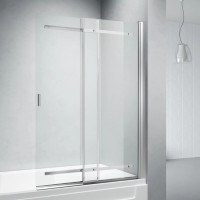 Шторка на ванну Veconi Palau PL-88CH, 900x1400, хром, стекло прозрачное