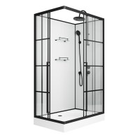 Душевая кабина Niagara Standart ST100/80/15QR/KL/BKT (100х80х225) низкий поддон(15см),черный,стекло прозрачное,3 места