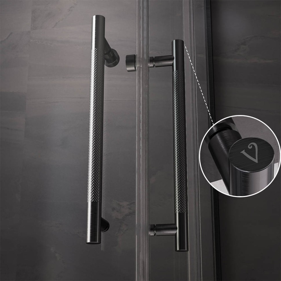 Душевой угол Veconi Premium Trento PTC-20GR, 1100Х900x2000, брашированное графит, стекло прозрачное