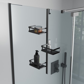 Полка для душевого ограждения Moderno, 650x120x324, чёрный матовый