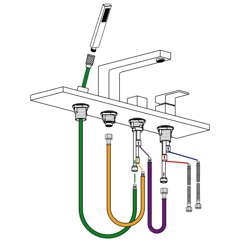 Смеситель для ванны с душем, врезной Timo Selene 2130/16Y белый матовый