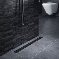 Душевой лоток TIMO Drain System 600 с вставкой "lines", Чёрный