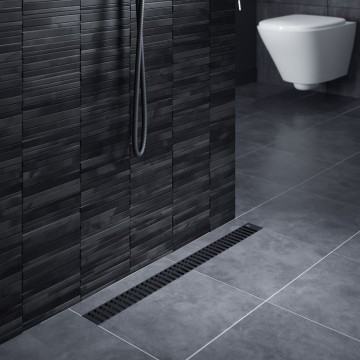 Душевой лоток TIMO Drain System 600 с вставкой "lines", Чёрный