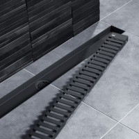 Душевой лоток TIMO Drain System 600 с вставкой "lines", Чёрный