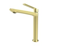 Смеситель для раковины Demm SLEEK, однорычажный, с донным клапаном, высокий корпус, золото  