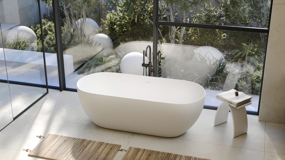 Ванна из искусственного камня ABBER Stein AS9613-1.7 белая матовая