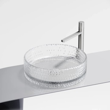 Умывальник чаша накладная круглая (прозрачная) Cristal 360x360x112мм